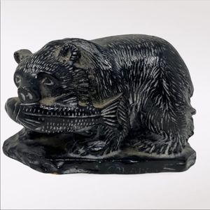 VINTAGE | Mini Bear with Fish Figure